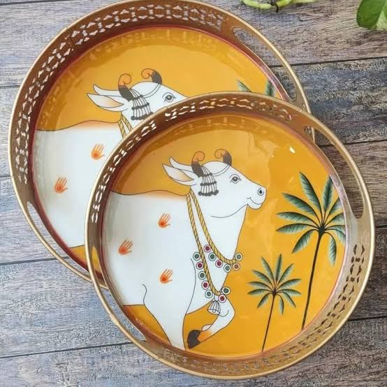 Handcrafted Brass Cow Design Serving Trey